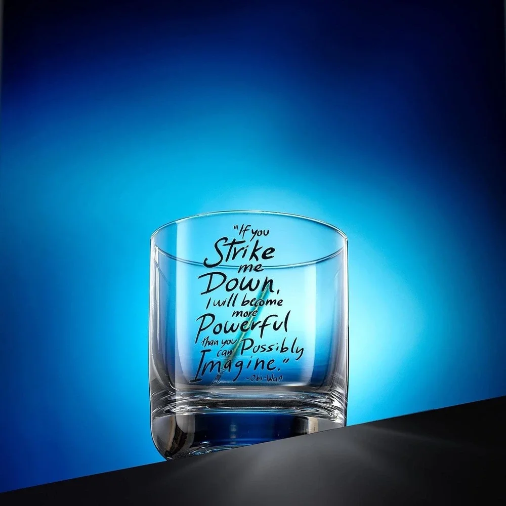 2 Star Wars Obi Wan Kenobi Drinking Glasses Blue Light Saber Disney 10oz NEW